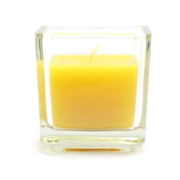 Zest Candle Zest Candle CVC-041 Yellow Citronella Square Glass Votive Candles -12pc-Box - CVC-041