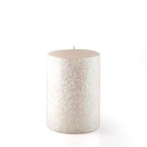 Zest Candle Zest Candle CPZ-166-12 3 x 4 in. Metallic White Glitter Pillar Candle -12pcs-Case- Bulk - CPZ-166_12