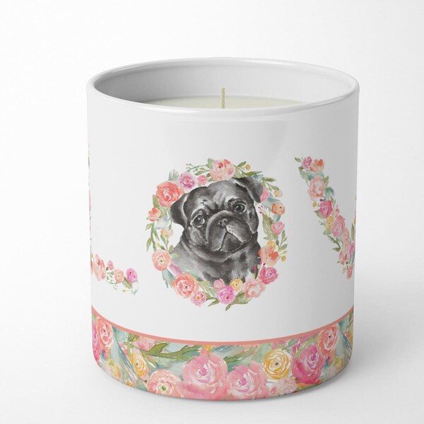Carolines Treasures 3.75 x 3.25 in. Unisex Pug No.4 Love 10 oz Decorative Soy Candle - WDK4466CDL