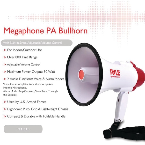 Pyle Professional 30W Megaphone/Bullhorn - PMP30