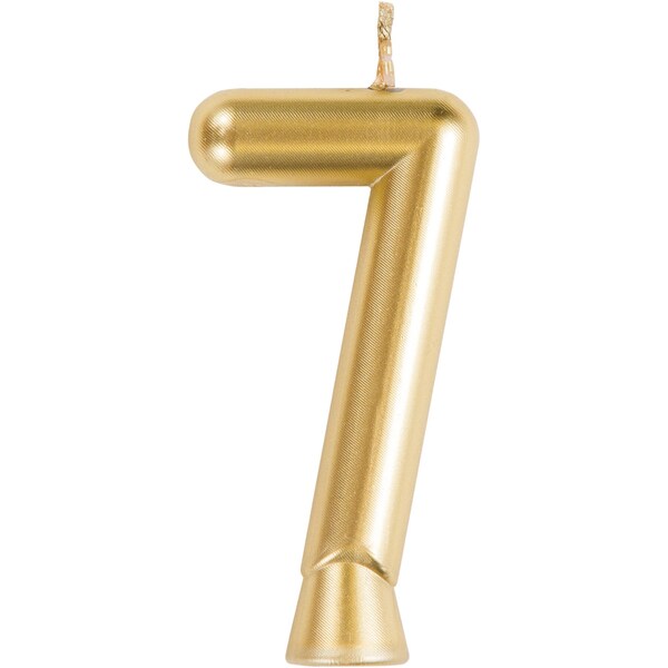 Creative Converting Gold Number 7 Candle, 1.5"x2.75", 12PK - 339960