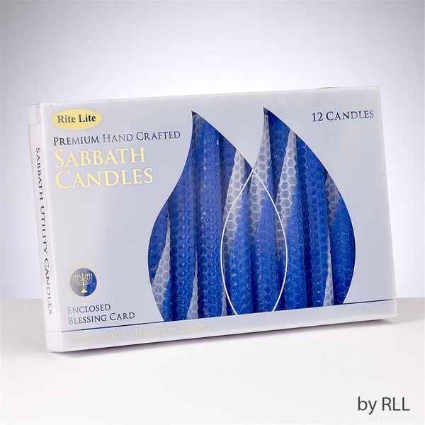 Rite Lite 5.5 in. Premium Blue Honeycomb Beeswax Shabbat Candles, 12 Piece - C-16-BW
