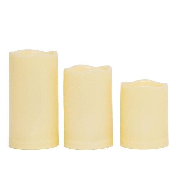 Ecogecko 3 x 4 in. Outdoor Weatherproof Flameless Candles with Timer, Medium - Pack of 3, 3PK - 87321-03