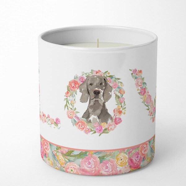 Carolines Treasures 3.75 x 3.25 in. Unisex Weimaraner Love 10 oz Decorative Soy Candle - WDK4630CDL
