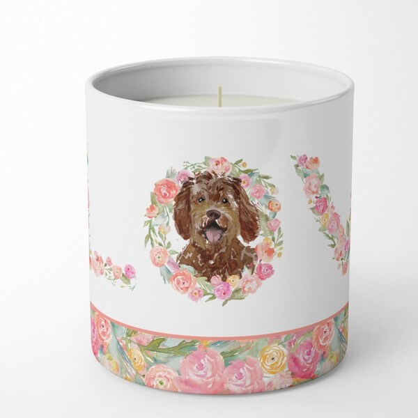 Carolines Treasures 3.75 x 3.25 in. Unisex Labradoodle Love 10 oz Decorative Soy Candle - WDK4591CDL