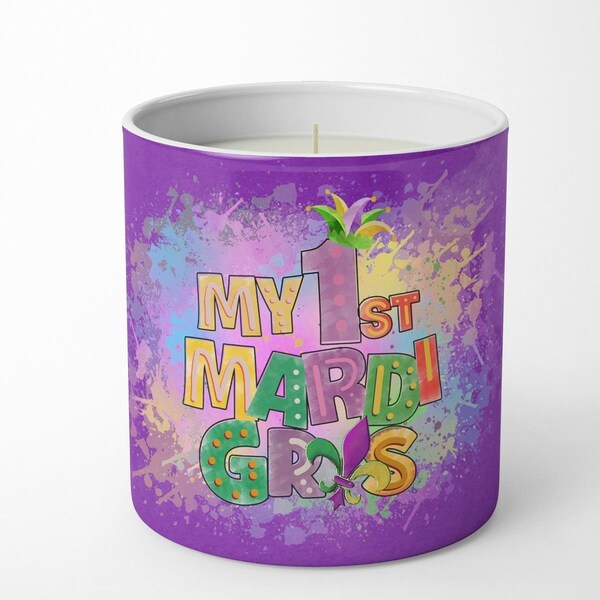 Carolines Treasures 3.75 x 3.25 in. Unisex My 1st Mardi Gras 10 oz Decorative Soy Candle - WDK4659CDL