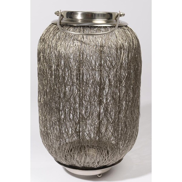 Northlight Seasonal 27.25 in. Beach Day Contemporary Chic Extra Large Wire Woven Hurricane Pillar Candle Holder - 31370127