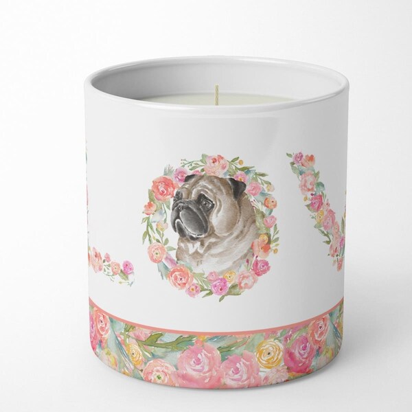 Carolines Treasures 3.75 x 3.25 in. Unisex Pug No.7 Love 10 oz Decorative Soy Candle - WDK4469CDL