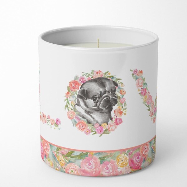 Carolines Treasures 3.75 x 3.25 in. Unisex Pug No.2 Love 10 oz Decorative Soy Candle - WDK4464CDL