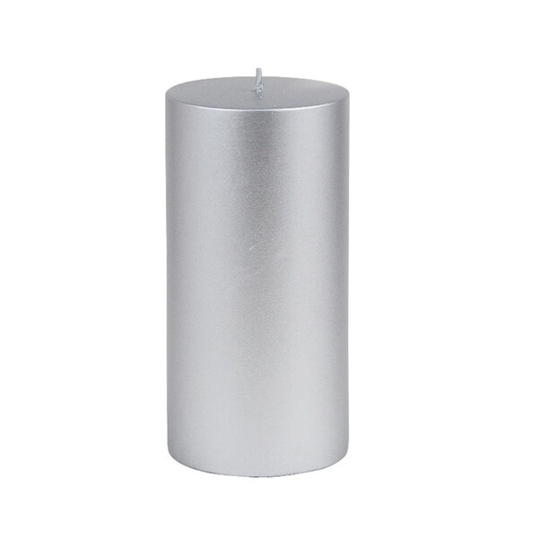 Jeco Jeco CPZ-106 3 x 6 in. Pillar Candle; Metallic Silver - CPZ-106