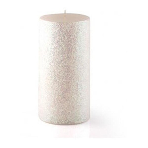 Zest Candle Zest Candle CPZ-167-12 3 x 6 in. Metallic White Glitter Pillar Candle -12pcs-Case - Bulk - CPZ-167_12