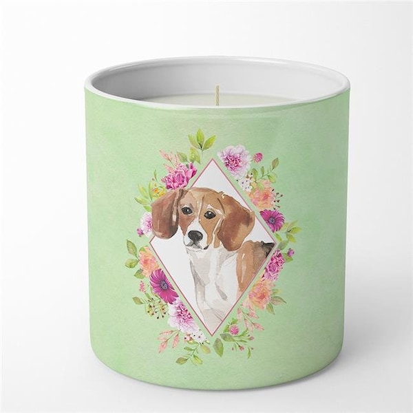 Carolines Treasures Carolines Treasures CK4425CDL 10 oz Beagle Green Flowers Decorative Soy Candle - CK4425CDL