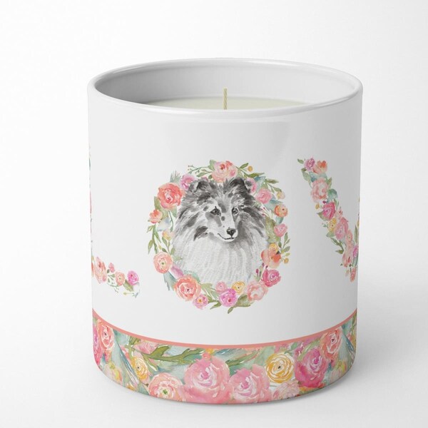 Carolines Treasures 3.75 x 3.25 in. Unisex Sheltie No.7 Love 10 oz Decorative Soy Candle - WDK4490CDL
