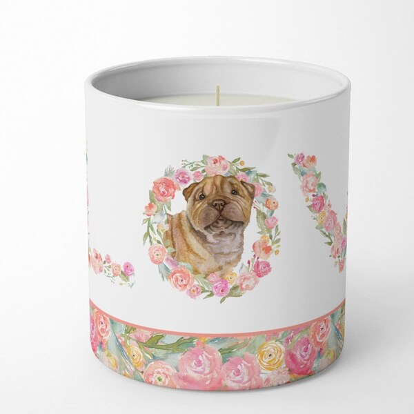Carolines Treasures 3.75 x 3.25 in. Unisex Shar Pei Love 10 oz Decorative Soy Candle - WDK4615CDL