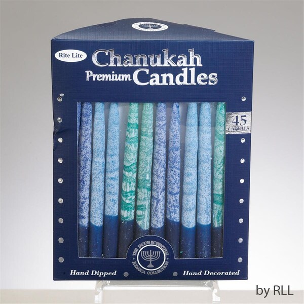 Eyecatcher Hand Craft Frost Premium Chanukah Candles, Shades of Blue, 12PK - EY3748816