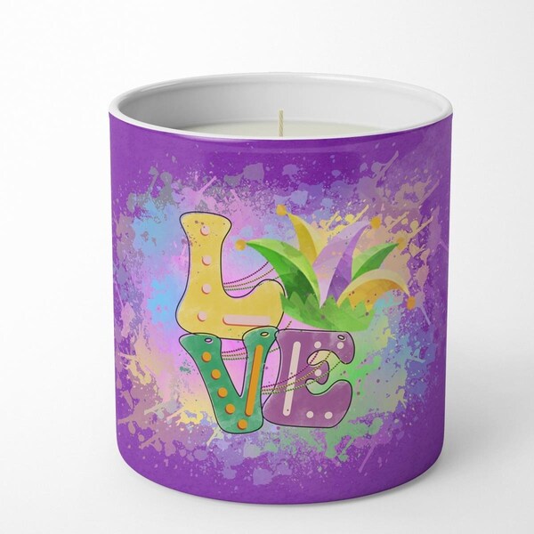Carolines Treasures 3.75 x 3.25 in. Unisex Love Mardi Gras 10 oz Decorative Soy Candle - WDK4650CDL