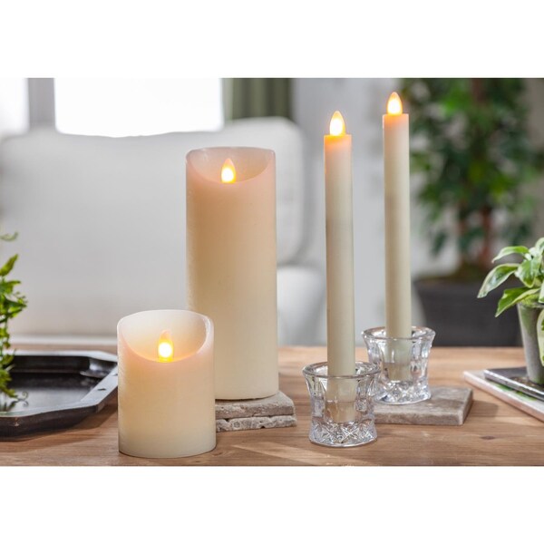 L & L Gerson LED Bisque Aurora Flame Taper Candle 10 in. - 44613