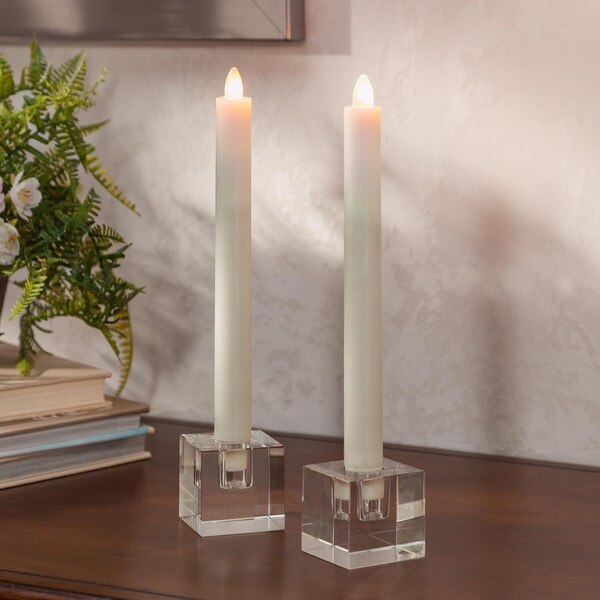 L & L Gerson LED Bisque Aurora Flame Taper Candle 10 in. - 44613