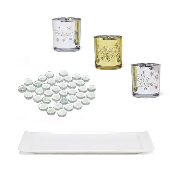 Elegant Designs Winter Wonderland Candle Set of 3, Silver and Gold - HG5000-SAG