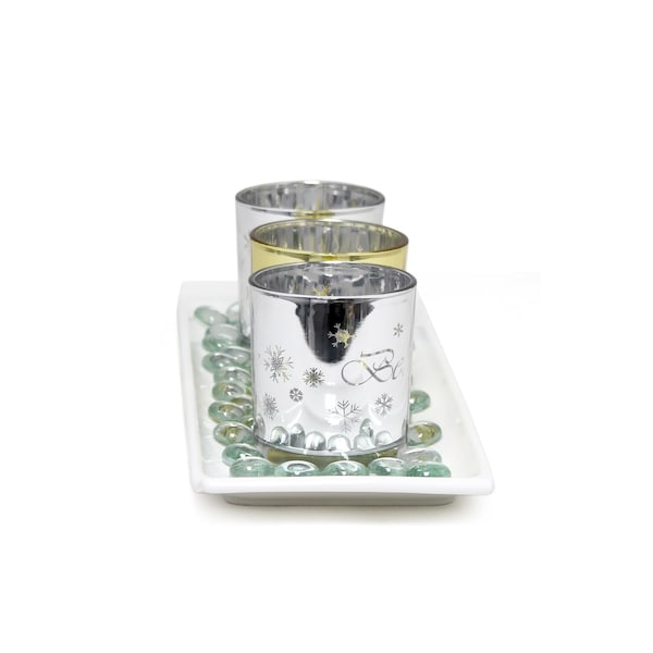Elegant Designs Winter Wonderland Candle Set of 3, Silver and Gold - HG5000-SAG