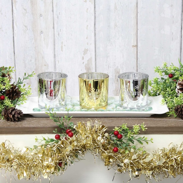 Elegant Designs Winter Wonderland Candle Set of 3, Silver and Gold - HG5000-SAG
