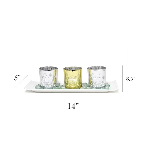 Elegant Designs Winter Wonderland Candle Set of 3, Silver and Gold - HG5000-SAG