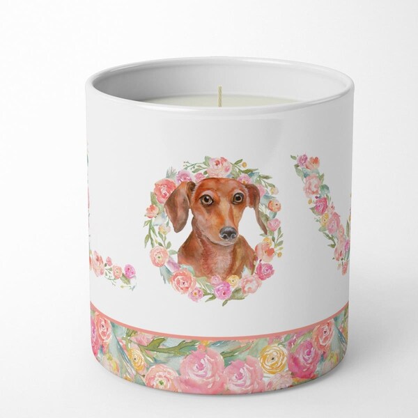 Carolines Treasures 3.75 x 3.25 in. Unisex Dachshund Love 10 oz Decorative Soy Candle - WDK4572CDL