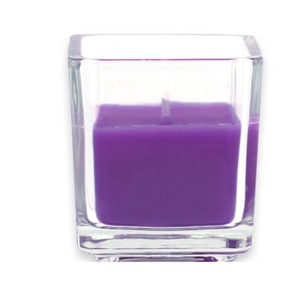 Zest Candle Zest Candle CVZ-043 Purple Square Glass Votive Candles -12pc-Box - CVZ-043