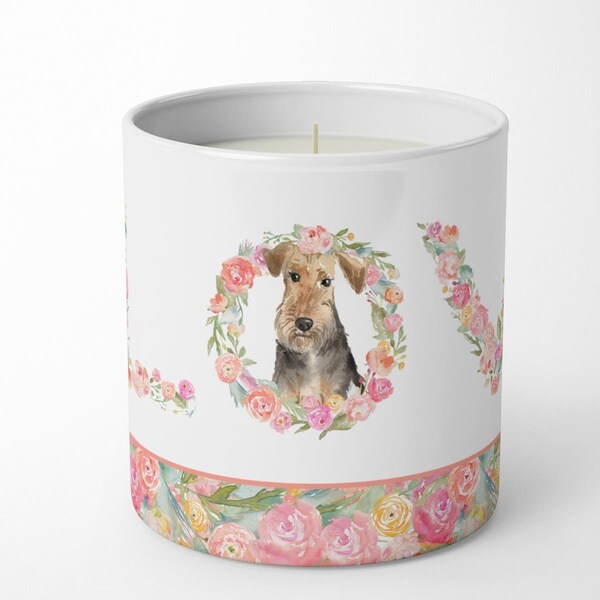 Carolines Treasures 3.75 x 3.25 in. Unisex Welsh Terrier Love 10 oz Decorative Soy Candle - WDK4632CDL