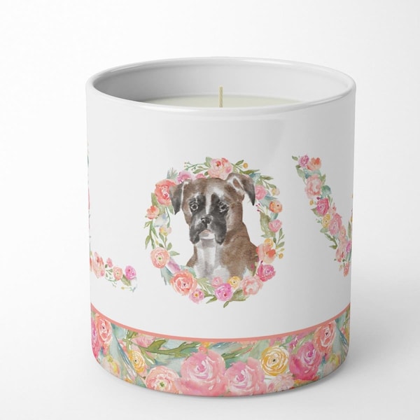 Carolines Treasures 3.75 x 3.25 in. Unisex Boxer No.3 Love 10 oz Decorative Soy Candle - WDK4341CDL