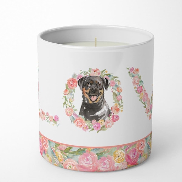 Carolines Treasures 3.75 x 3.25 in. Unisex Rottweiler Love 10 oz Decorative Soy Candle - WDK4610CDL