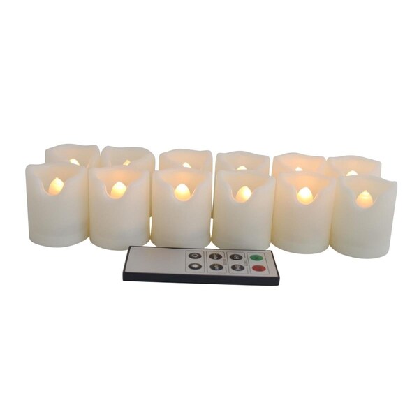 Unilution EcoGecko Indoor Outdoor Flameless Votive Candles with Remote & Timer - 12 Piece - UN379298