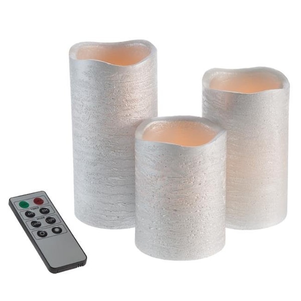 Lavish Home Lavish Home 80-FC1003 Real Wax Battery Powered Pillar Flameless LED Candles; Gold - Set of 3 - 80-FC1003