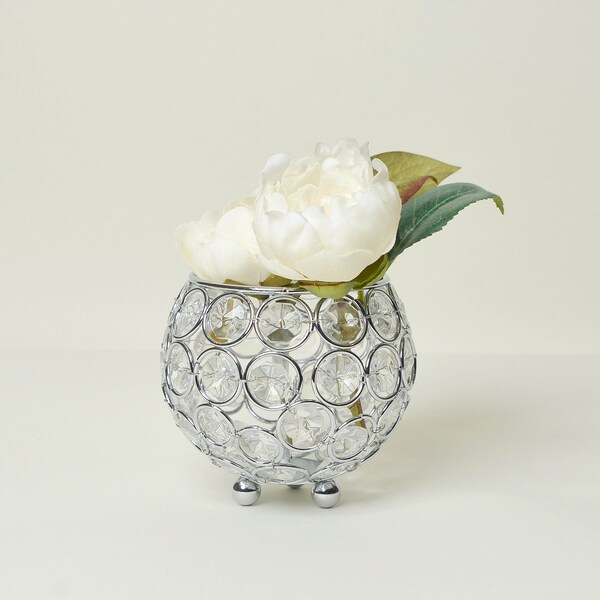 Elegant Designs Elipse Crystal and Chrome 3.75 Inch Circular Candle Holder - HG1005-CHR