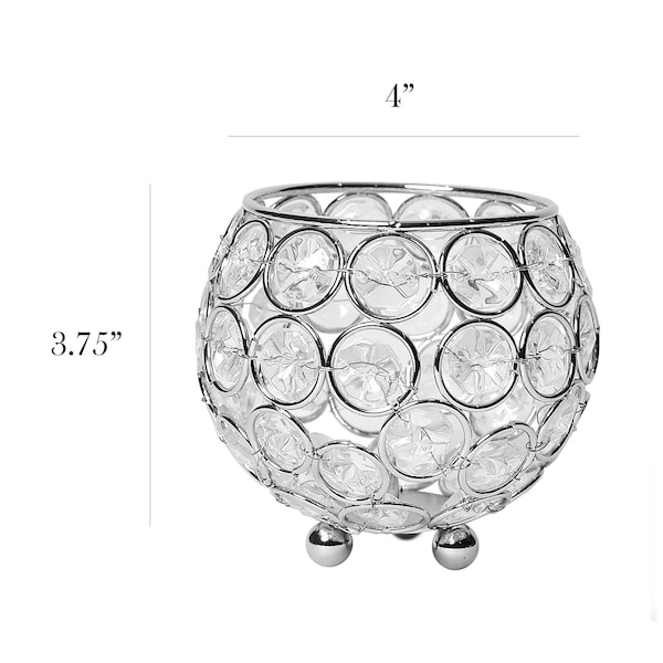 Elegant Designs Elipse Crystal and Chrome 3.75 Inch Circular Candle Holder - HG1005-CHR