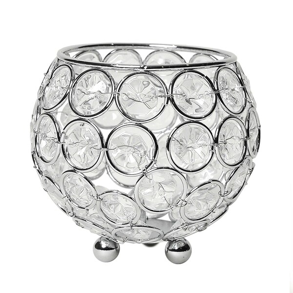 Elegant Designs Elipse Crystal and Chrome 3.75 Inch Circular Candle Holder - HG1005-CHR