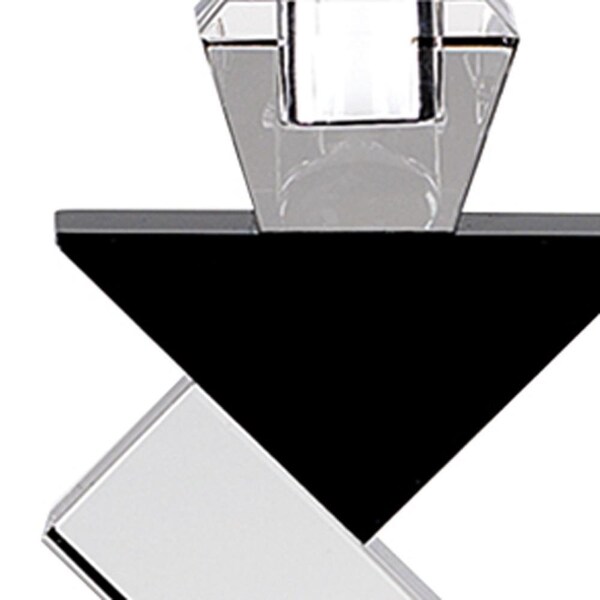 Homeroots 14 in. Hand Crafted Crystal Black Accent Candlesticks, Pair - 376173