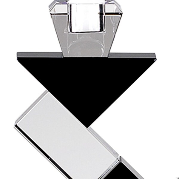 Homeroots 14 in. Hand Crafted Crystal Black Accent Candlesticks, Pair - 376173