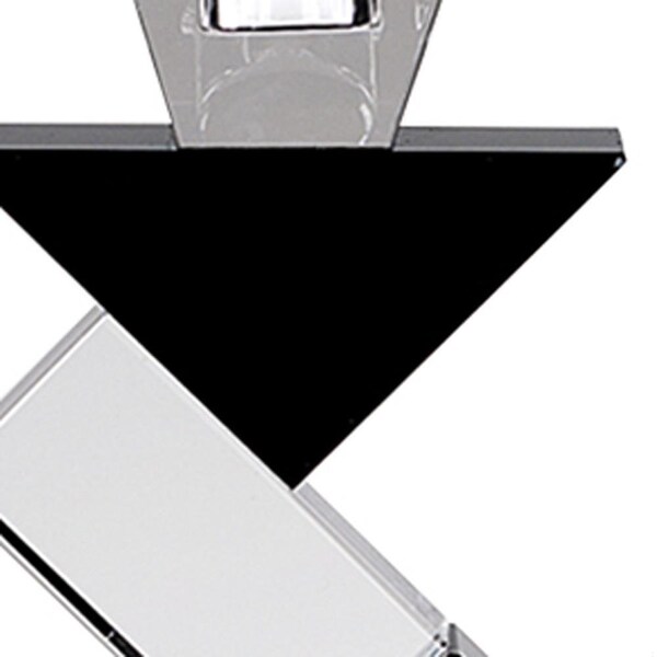 Homeroots 14 in. Hand Crafted Crystal Black Accent Candlesticks, Pair - 376173