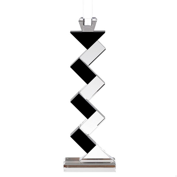 Homeroots 14 in. Hand Crafted Crystal Black Accent Candlesticks, Pair - 376173