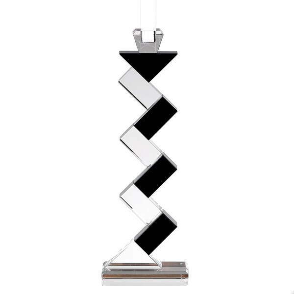 Homeroots 14 in. Hand Crafted Crystal Black Accent Candlesticks, Pair - 376173