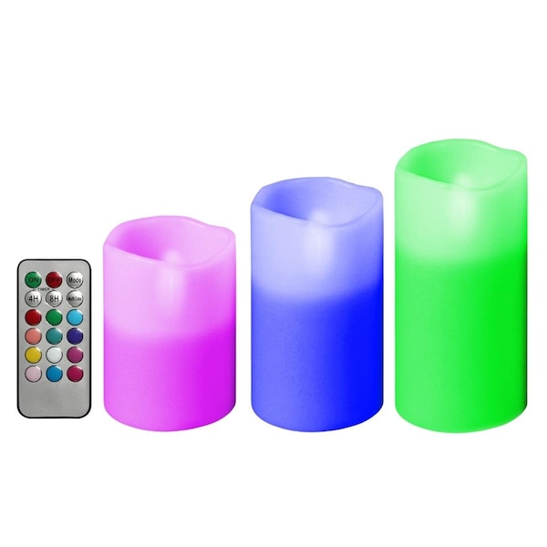 Fresh Fab Finds 3Pcs Flameless Votive Candles - Wireless LED Flickering w/ Remote Control Timer Battery operated - FFF-GPCT384