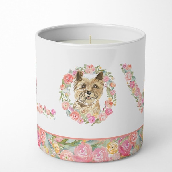 Carolines Treasures 3.75 x 3.25 in. Unisex Cairn Terrier Love 10 oz Decorative Soy Candle - WDK4557CDL
