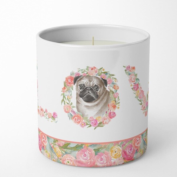 Carolines Treasures 3.75 x 3.25 in. Unisex Pug No.6 Love 10 oz Decorative Soy Candle - WDK4468CDL