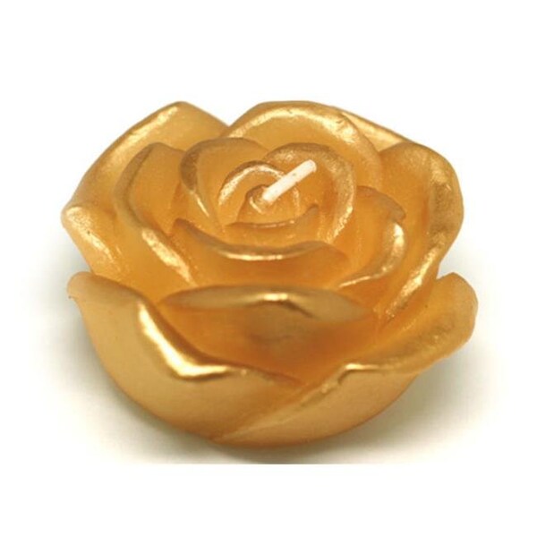 Zest Candle Zest Candle CFZ-101 3 in. Metallic Gold Rose Floating Candles -12pc-Box - CFZ-101