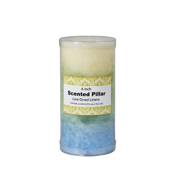 Jeco Jeco CPC-3610 3 x 6 in. Tritone Scented Pillar Candle; Blue; Green & White - CPC-3610