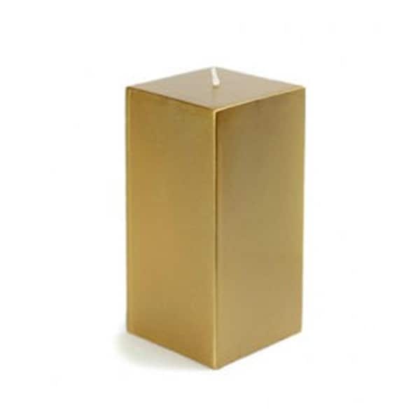 Zest Candle CPZ-150-12 3 x 6 in. Metallic Bronze Gold Square Pillar Candle, 12PK - CPZ-150_12