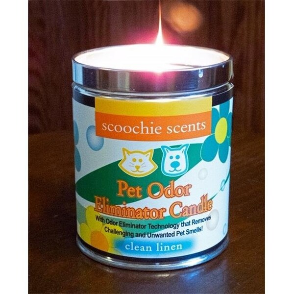 Scoochie Pet Scoochie Pet 262 Clean Linen Pet Odor Removing Candle - 13 oz - 262