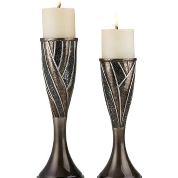 Ore Furniture Ore Furniture K-4293C 12 & 14 in. Lelei Candleholder; Silver & Gold - Set of 2 - K-4293C
