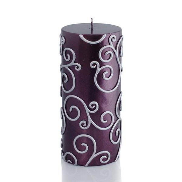 Jeco Jeco CPZ-110 3 x 6 in. Scroll Pillar Candle; Purple - CPZ-110